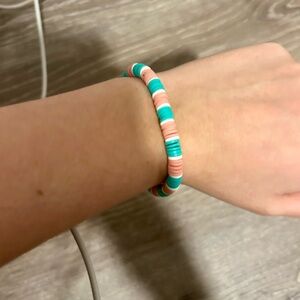 Stacked Disc Bead Bracelet in Teal and Peach